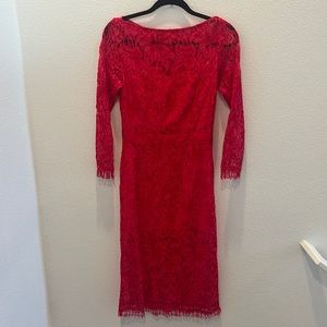 Hot Pink Formal Lace Long-sleeve Dress from Revolve